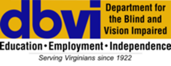 Logo DBVI blue letters on gold background